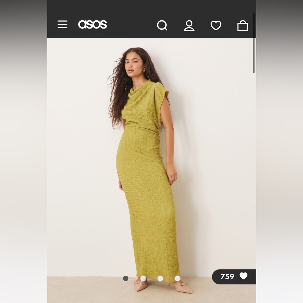 ASOS dropped sleeves maxi dress in olive